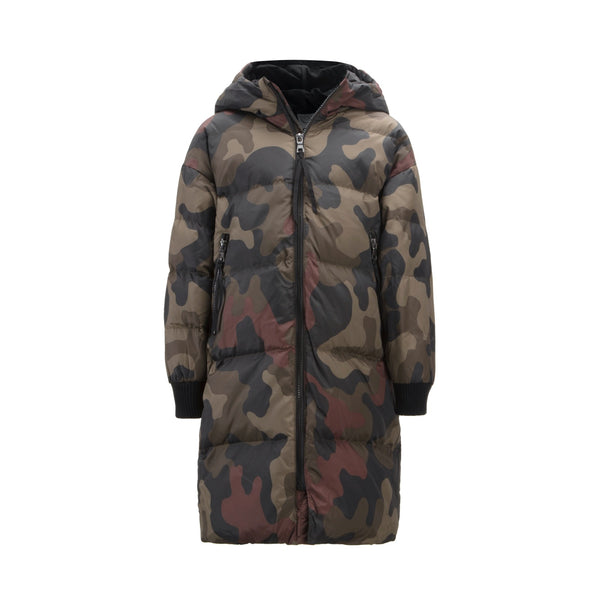 Camouflage-print shell down parka