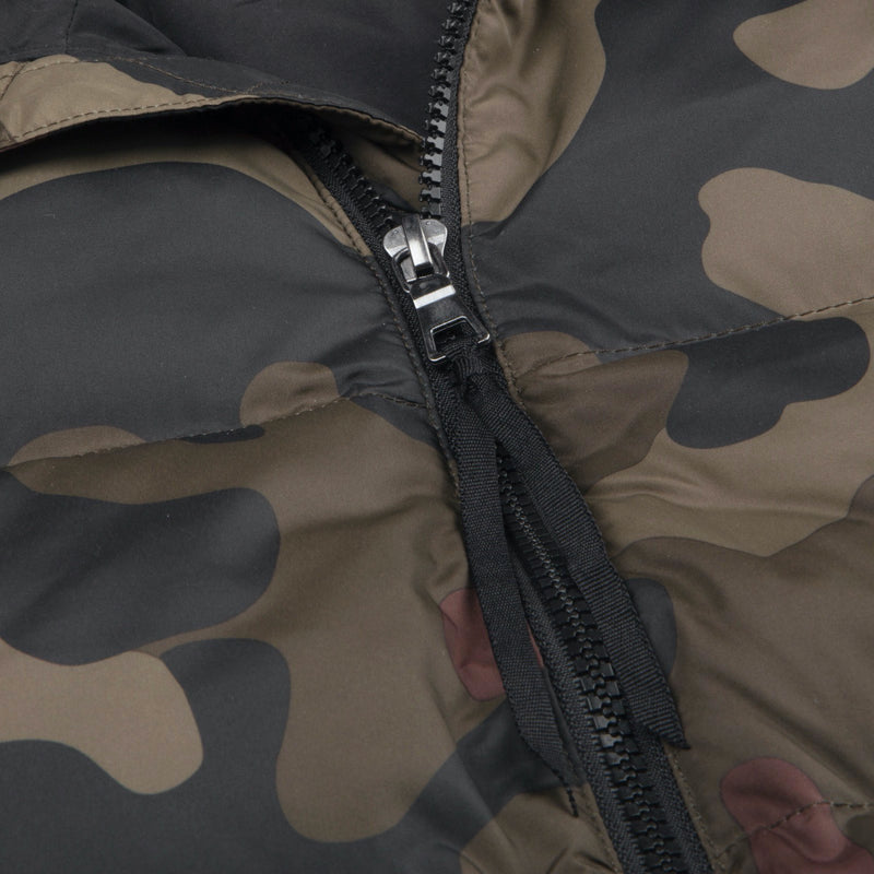 Camouflage-print shell down parka