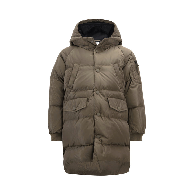 Hooded quilted shell down jacket