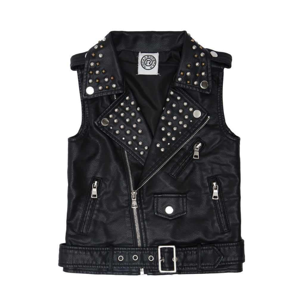 Studded faux leather vest