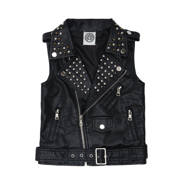 Studded faux leather vest 